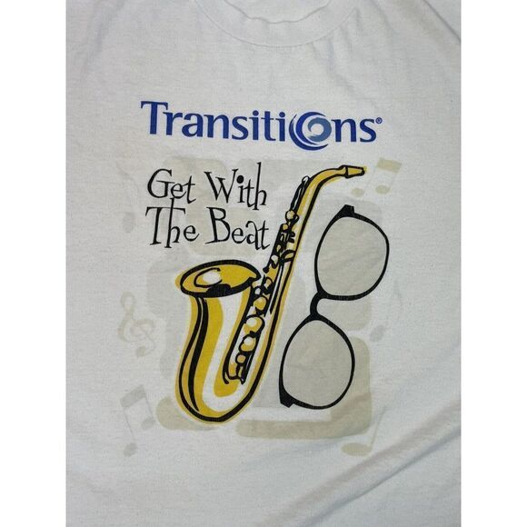 VINTAGE Transitions Lens Get With The Beat Promo T-shirt Men XL Glasses Music - Picture 2 of 6